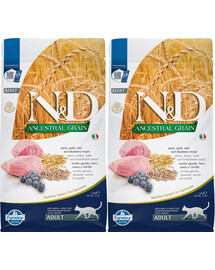 FARMINA N&D Ancestral Grain Lamb & Blueberry Adult Cat krmivo pro kočky s jehněčím 2 x 1,5 kg