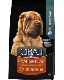FARMINA Cibau Sensitive Lamb MEDIUM/MAXI krmivo pro psy s citlivým zažíváním s jehněčím masem 2,5 kg