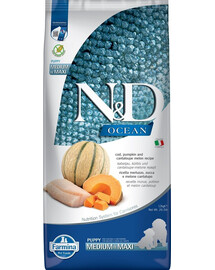 N&D OCEAN DOG Puppy M/L Codfish & Pumpkin & Melon 12 kg
