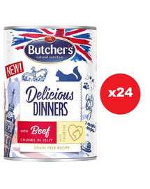 BUTCHER'S Delicious Dinners kousky s hovězím masem v želé 24 x 400g
