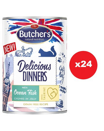 BUTCHER'S Delicious Dinners kousky s mořskými rybami v želé 24 x 400g