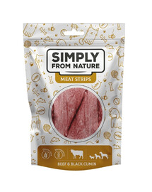 SIMPLY FROM NATURE Hovězí stripsy s černuchou pro psy 80 g