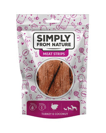 SIMPLY FROM NATURE Meat Strips Krůtí s kokosem pro psy 80 g