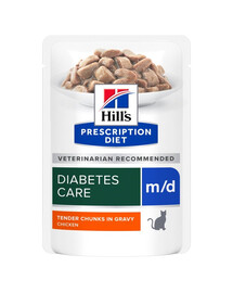 HILL'S PRESCRIPTION DIET Feline m/d diabetes + weight management s kuřecím masem 12x85 g v kapsičkách