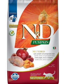 FARMINA N&D Pumpkin Quail & Pomegranate Cat Neutered krmivo pro kastrované kočky 10 kg