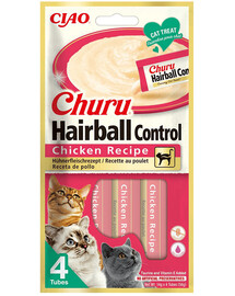 INABA Churu Hairball Chicken 4x14 g odčervovací pamlsek s kuřecím masem