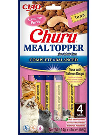 INABA Meal Topper Tuna Salmon 4x14 g krémový doplněk stravy s tuňákem a lososem pro kočky