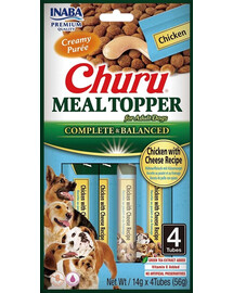 INABA Dog Meal Topper Chicken Cheese 4x14 g krémový doplněk pro psy s kuřecím masem a sýrem