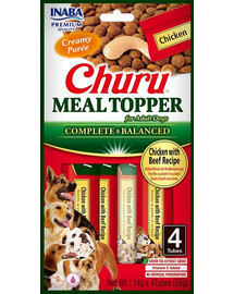 INABA Dog Meal Topper Chicken Beef 4x14 g krémový doplněk stravy pro psy s kuřecím a hovězím masem