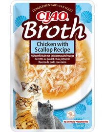 INABA CIAO Broth Vývar z kuřecího masa a hřebenatek pro kočky 40g
