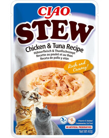 INABA CIAO Stew Pokrm z kuřecího masa a tuňáka pro kočky 40 g