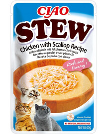 INABA CIAO Stew Pokrm z kuřecího masa a hřebenatek 40g