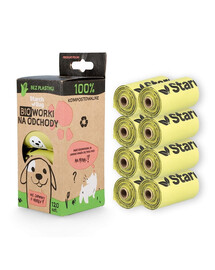 STARCH BAG Kompostovatelné BIO sáčky na výkaly 8 rolí x 15 kusů, zelené