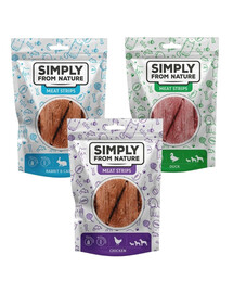 SIMPLY FROM NATURE Meat Strips Mix příchutí kuře, kachna, králík 3x80 g