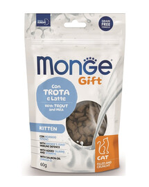 MONGE Gift Filled and Crunchy Kitten Pstruh s mlékem 60 g
