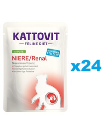 KATTOVIT Feline Diet Niere/Renal Krůtí 24 x 85 g