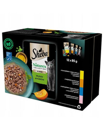SHEBA Nature’s Collection výběr příchutí v omáčce 12x85g mokré krmivo s kuřecím, krůtím, tuňákem a lososem pro kočky