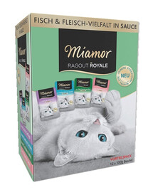 MIAMOR RAGOUT ROYALE Multibox 12x100g drůbeží příchutě v omáčce Sáčky s kuřecím, kachním, drůbežím a krůtím masem