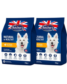 BUTCHER'S Natural&Healthy Suché krmivo pro psy s kuřecím masem 6 kg (2 x 3 kg)