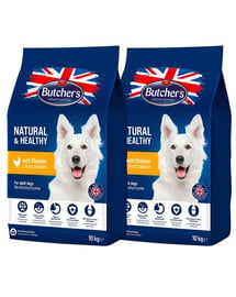 BUTCHER'S Natural&Healthy suché krmivo pro psy s kuřecím masem 20 g (2 x 10 kg)