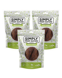 SIMPLY FROM NATURE Meat Strips Jelení stripsy pro psy  3x80 g
