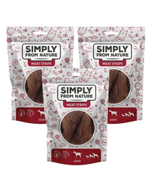 SIMPLY FROM NATURE Meat Strips Kozí stripsy pro psy 3x80 g