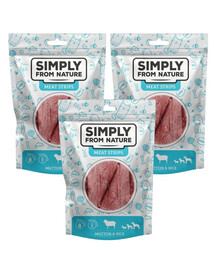 SIMPLY FROM NATURE Meat Strips Skopové s rýží pro psy 3x80 g