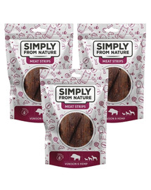 SIMPLY FROM NATURE Meat Strips Masové nudličky se zvěřinou a konopím pro psy 3x80 g