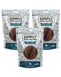 SIMPLY FROM NATURE Meat Strips Kachní stripsy s jablkem pro psy 3x80 g