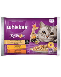 WHISKAS Tasty Mix Krémové variace s kuřecím, jehněčím a krůtím masem v omáčce 4x85g