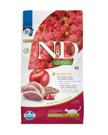 FARMINA N&D Quinoa Cat Hairball Kachna, jablko, brusinka 1,5 kg