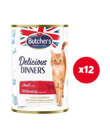 BUTCHER'S Delicious Dinners kousky hovězího v želé 12x400g