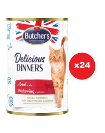 BUTCHER'S Delicious Dinners kousky s hovězím masem v želé 24 x 400g