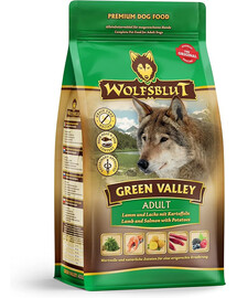 WOLFSBLUT Green Valley Adult suché krmivo pro psy s jehněčím masem, lososem a zeleninou 12,5 kg