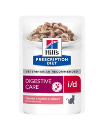 HILL'S Prescription Diet i/d Digestive Care vlhké krmivo pre mačky s lososom 12x85g sáčkov