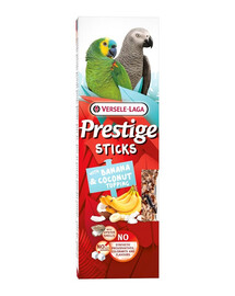 VERSELE-LAGA Prestige Sticks 2 Tyčinky s banánem a kokosovým posypem pro velké papoušky 140 g