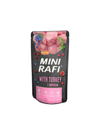 RAFI Mini vlhké krmivo s krůtím masem, borůvkami a brusinkami pro malá plemena 150g