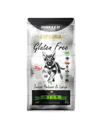 BIOFEED EUPHORIA Gluten Free s jehněčím pro štěňata středních a velkých plemen 2 kg