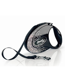 FLEXI Glam Splash Crystal M 5m černá páska vodítko pro psa
