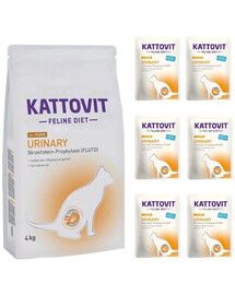 KATTOVIT Feline Diet Urinary Kuřecí 4 kg + Urinary kapsičky 6x 85 g