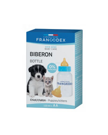 FRANCODEX Krmná láhev pro štěňata a koťata 120 ml + 2 savičky