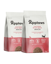 APPLAWS Suché krmivo pro dospělé kuře a kachny pro dospělé kočky 15 kg (2 x 7,5 kg)