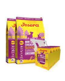 JOSERA Mini Salmon and Chicken 2 x 10kg pro dospělé malé psy + 5 x 900g GRATIS