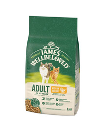 JAMES WELLBELOVED 1,5 kg suché kompletní krmivo pro dospělé kočky od 1 do 7 let s vysokým obsahem krůtího masa