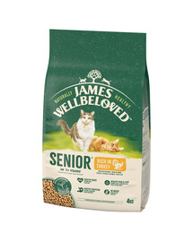JAMES WELLBELOVED Senior 4 kg suché kompletní krmivo pro starší kočky >7 let bohaté na krůtí maso