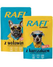 RAFI Classic Mix příchutí - mokré krmivo s kuřecím a hovězím masem pro psy 24x400g