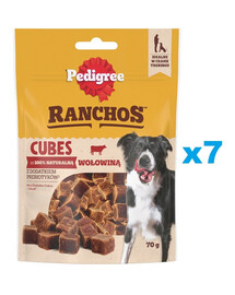 PEDIGREE Ranchos Cubes 7x70 g Doplňkové krmivo pro dospělé psy s hovězím masem