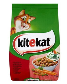 KITEKAT suché krmivo pro kočky s hovězím masem a zeleninou 6x300g