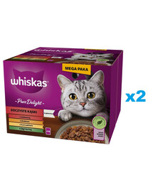 WHISKAS Adult Pure Delight Šťavnaté kousky v želé 48x85 g kousky s hovězím, kuřecím, jehněčím a drůbežím masem pro dospělé kočky