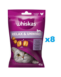 WHISKAS Relax a odpočinek 8 x 45 g pamlsek s kuřecím masem pro kočky